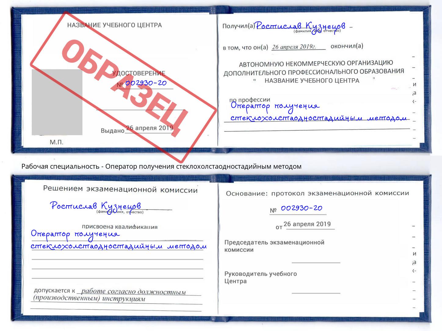 Оператор получения стеклохолстаодностадийным методом Зима