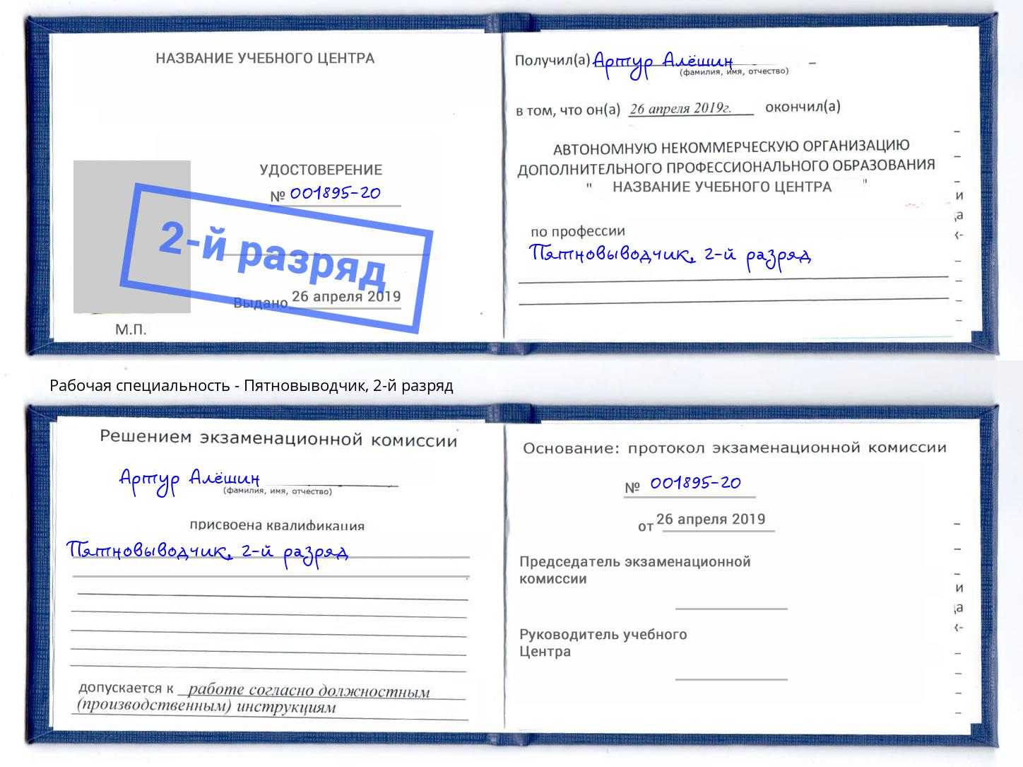корочка 2-й разряд Пятновыводчик Зима