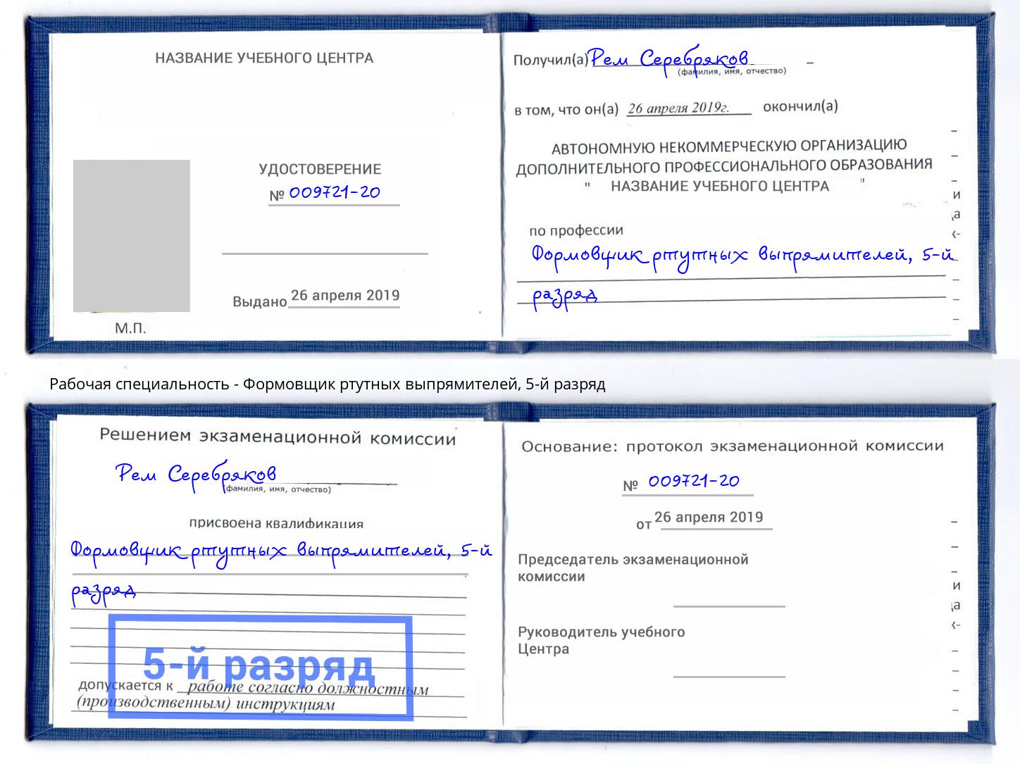 корочка 5-й разряд Формовщик ртутных выпрямителей Зима