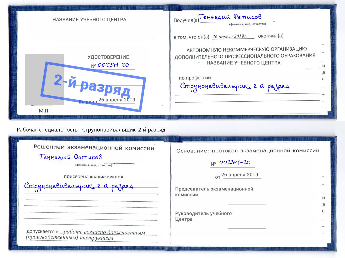 корочка 2-й разряд Струнонавивальщик Зима