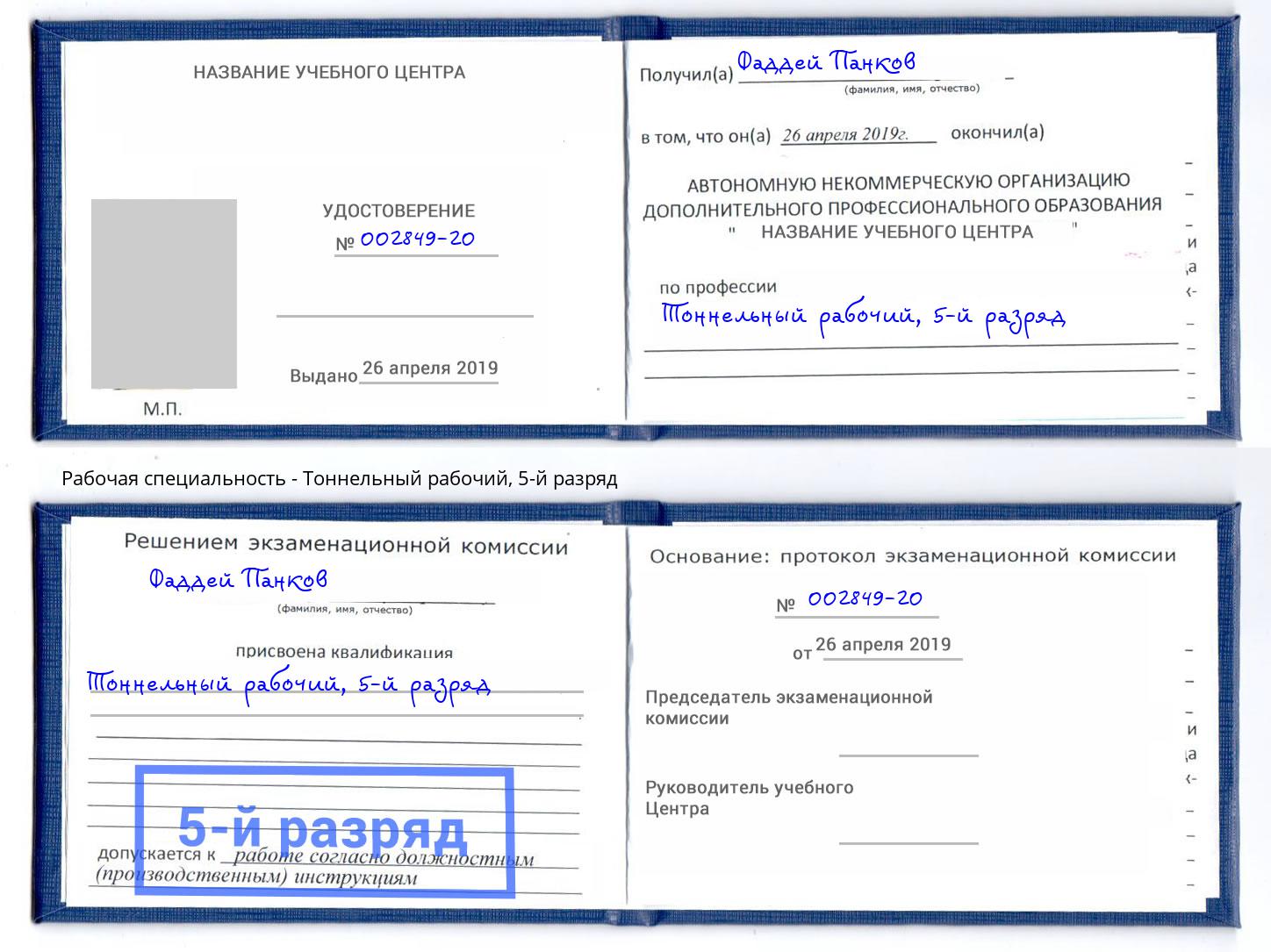 корочка 5-й разряд Тоннельный рабочий Зима