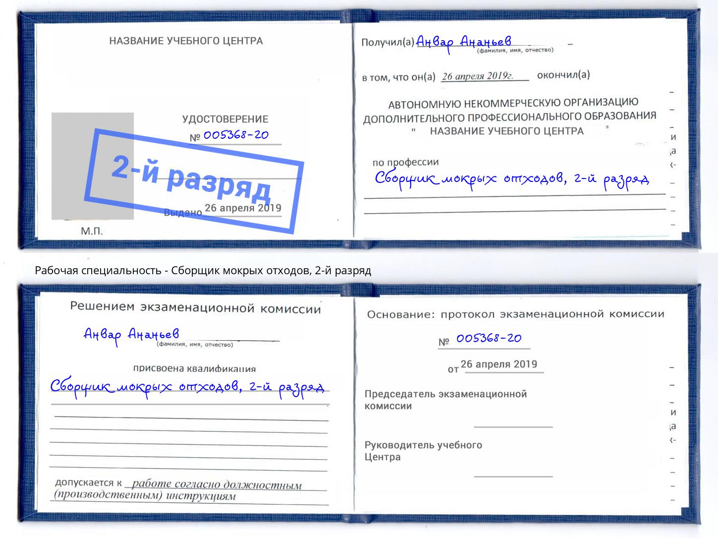 корочка 2-й разряд Сборщик мокрых отходов Зима