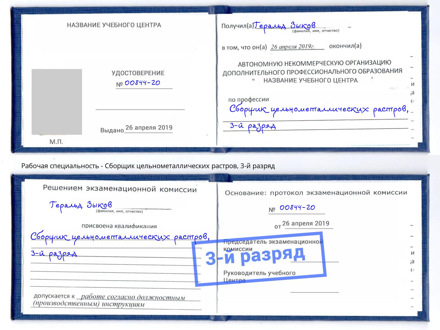 корочка 3-й разряд Сборщик цельнометаллических растров Зима